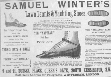 Pubblicità per le scarpe da tennis e yachting di Samuel Winter, illustrazione da 